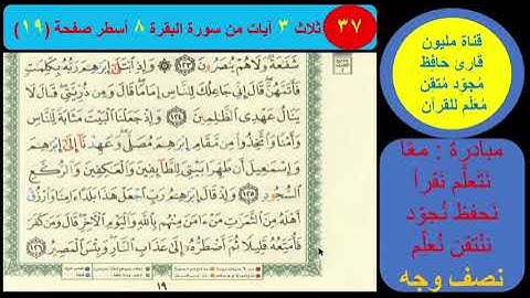 (37) نص وجه صفحة 19 سورة البقرة. مبادرة مليون قارئ حافظ معلم للقرآن