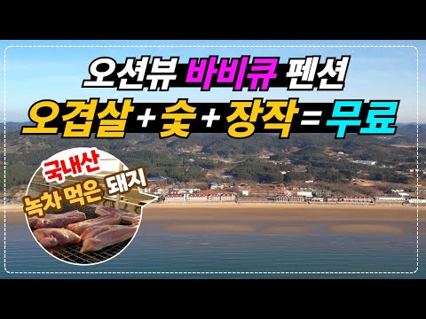 충남 태안_바닷가 바로 앞!! 녹돈 오겹살 + 바비큐 숯 + 불멍 장작까지 제공해 주는 오션뷰 발코니 바비큐장 펜션