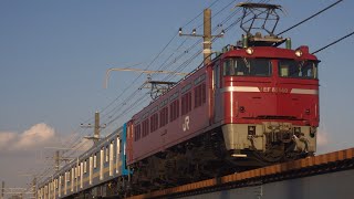 12/7 EF81 140+E131系 T7編成 新津配給 鶴見川通過シーン