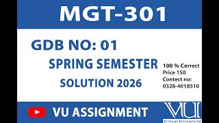 MGT301  GDB No 01 Solution 2026  Solution || BY VU ASSIGNMENT ||