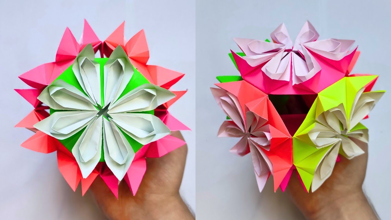 Origami FLOWER CUBE 🏵️ How to make a paper cube YouTube