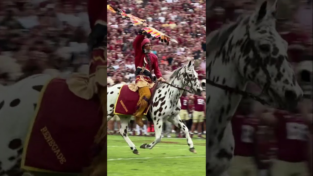 Turn it up! Miami Florida State pregame Osceola planting the spear at Doak, Tallahassee