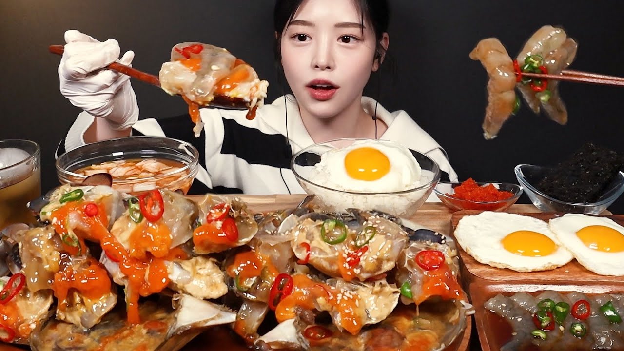 SUB)알 가득 간장게장 간장새우장 먹방! 흰쌀밥에 내장 왕창 비벼먹기🦀🍚 Soy Sauce Marinated Crab Shrimp Mukbang Asmr