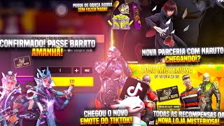 CONFIRMADO! PASSE BARATO AMANHÃ, PEGUE SKINS DE GRAÇA, PARCERIA COM NARUTO, LOJA MISTERIOSA E MAIS!!