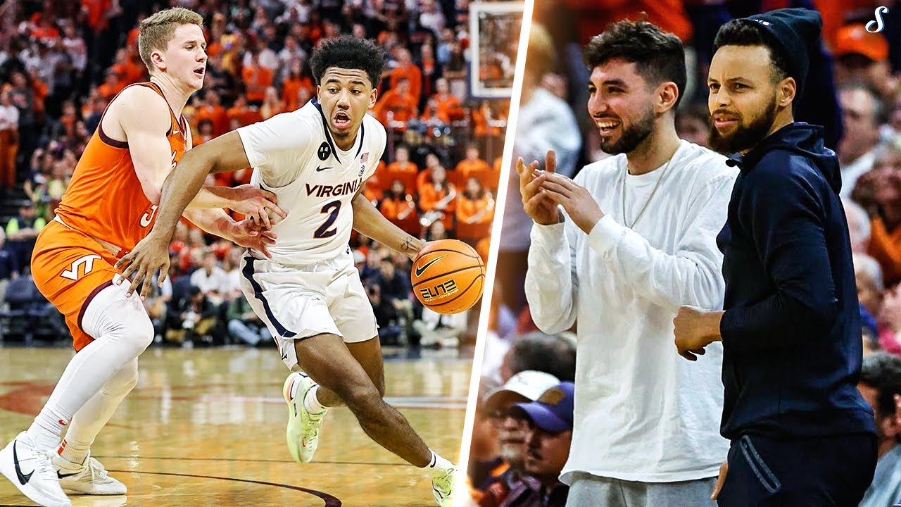 Steph Curry & Ty Jerome Courtside At RIVALRY MATCHUP - VTech vs #10 UVA | Full Game Highlights