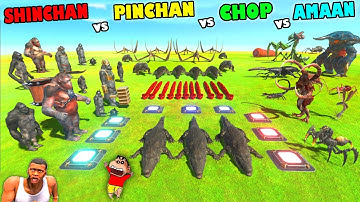 SHINCHAN vs CHOP vs PINCHAN vs AMAAN in Animal Revolt Battle Simulator | Animal Spawner Battle