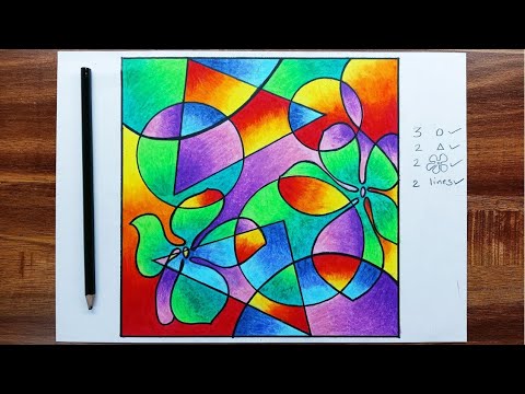 Design Elementary Intermediate grade drawing exam # tulips # mosaic pattern  # step by step - YouTube