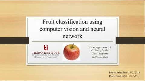 Fruit Classification using computer vision and Neural network