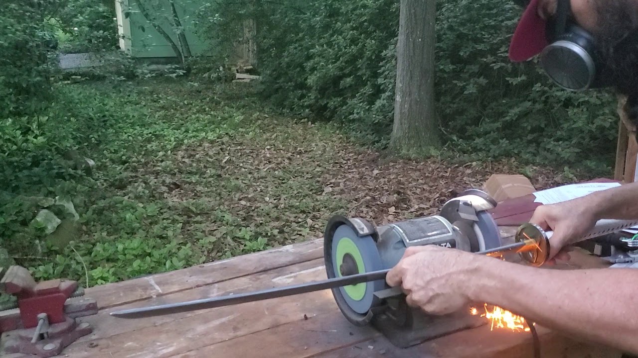 Sharpening a Katana with a bench grinder YouTube