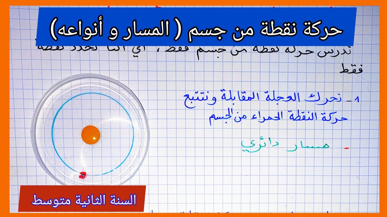 حركة نقطة من جسم ( المسار و أنواعه) السنة الثانية متوسط/ الدرس الثاني الظواهر الميكانيكية