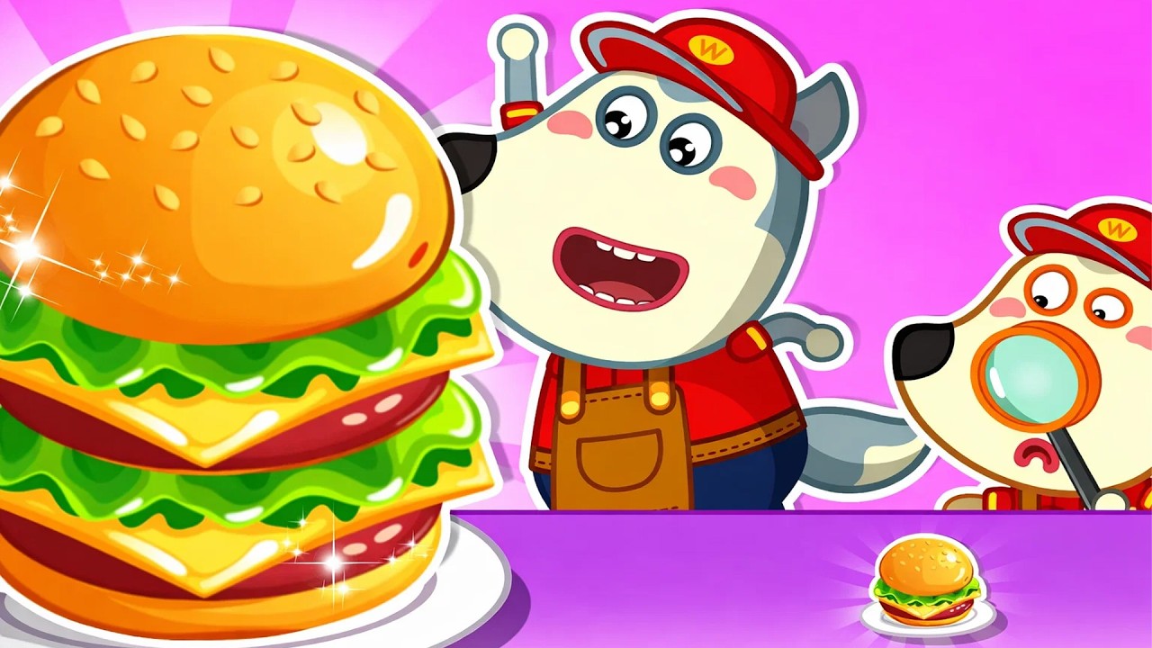 Hamburguesa pequeña y hamburguesa gigante🍔¿Qué hamburguesa sabe mejor? | Wolfoo 2D en español