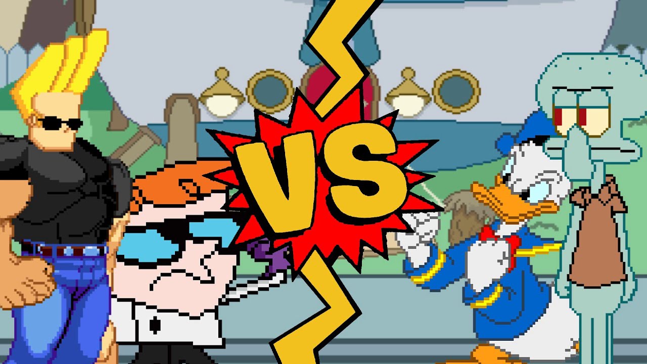 M.U.G.E.N Battles | Dexter/Johnny Bravo vs Squidward/Donald Duck
