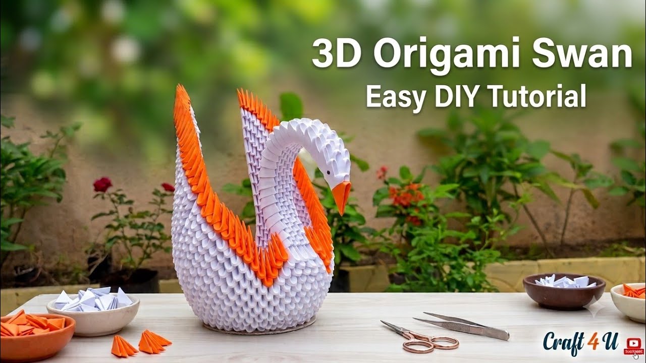 How to make 3D ORIGAMI SWAN | DIY Easy Tutorial | Craft 4 U - YouTube