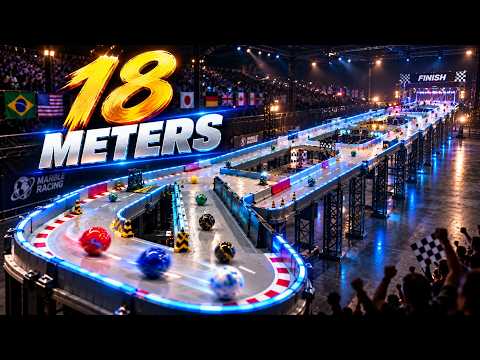 18-Meter Marble Racing Madness ⚡ Neon Track Edition