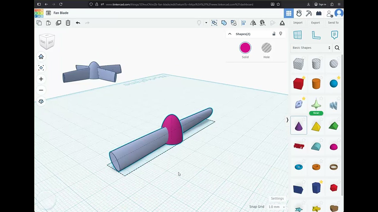 Hưỡng dẫn 3D Tinkercad, thiết kết cánh quạt