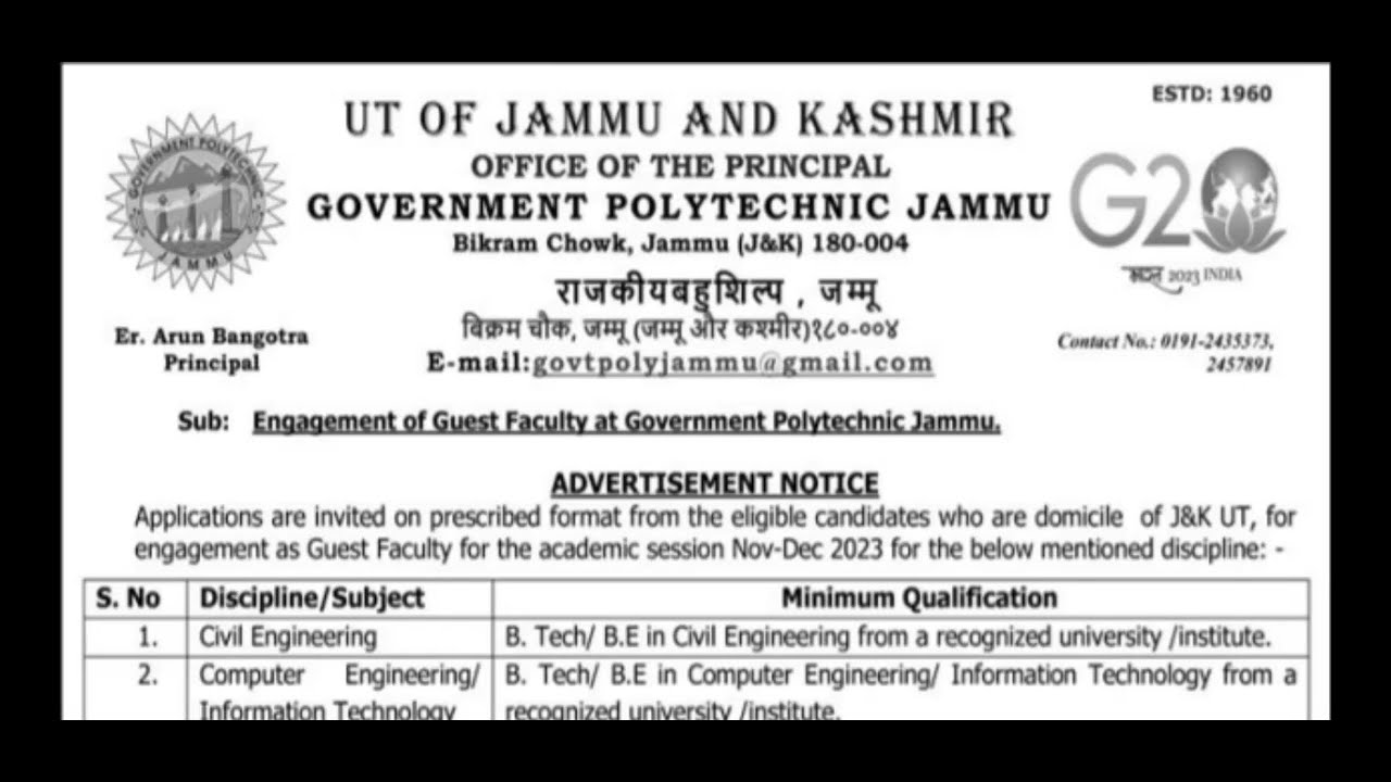 GPC Bikram Chowk, Jammu Jobs 2023 - YouTube