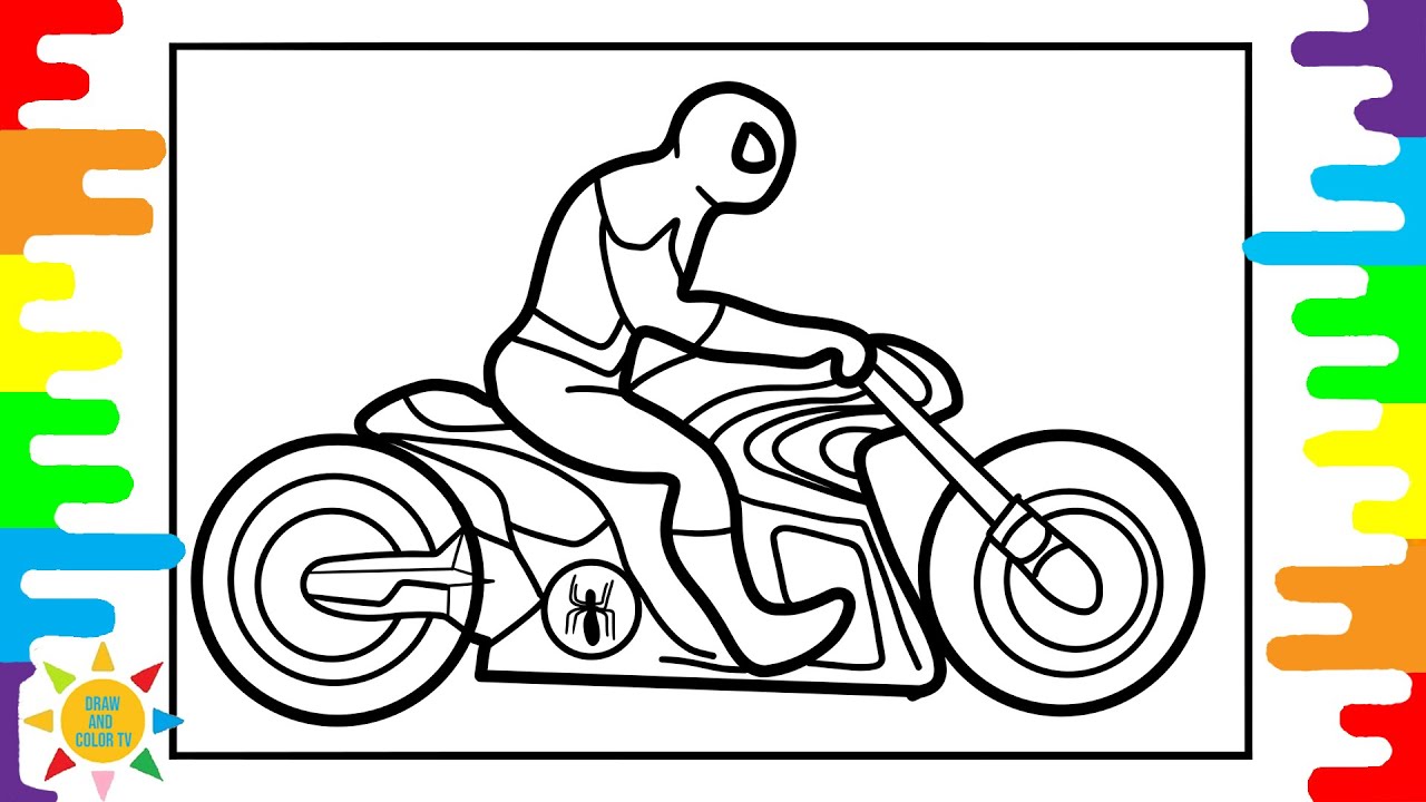 Spider-Man On a Motorcycle Coloring Pages | Spider-Man Coloring Pages ...