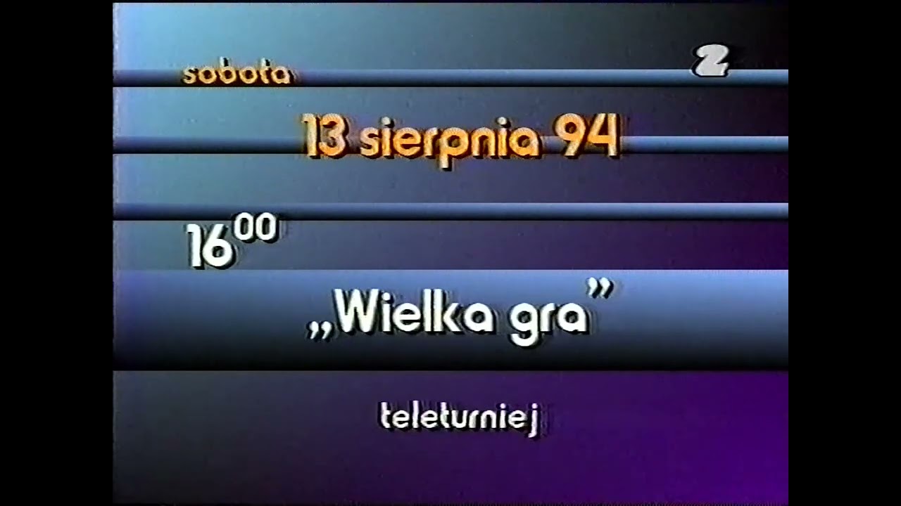 TVP 2 - Zakończenie programu (12/13.08.1994)