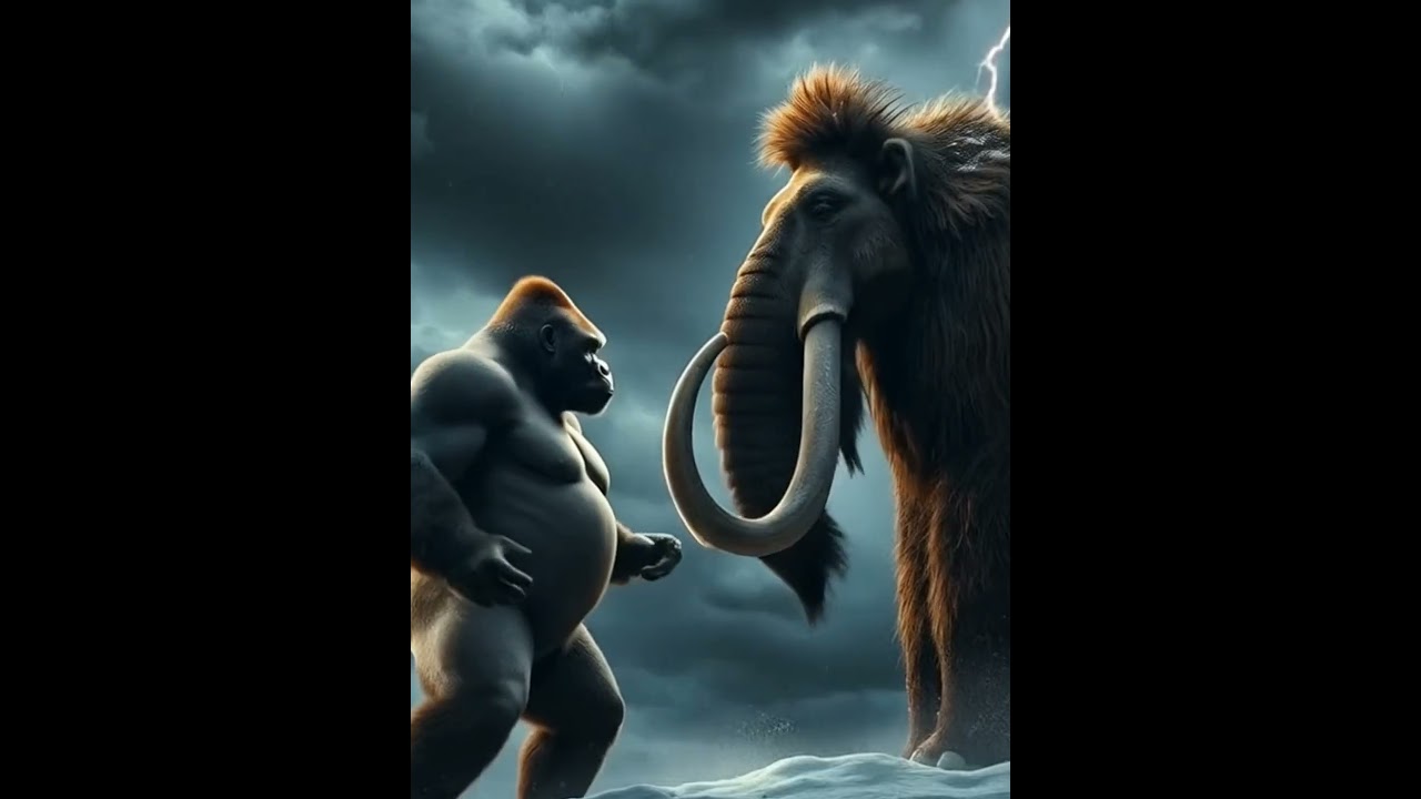 Gorilla vs Mammoth: Epic Battle to the End | Dramatic Showdown in a Storm 