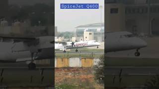 SpiceJet Q400 takes off.