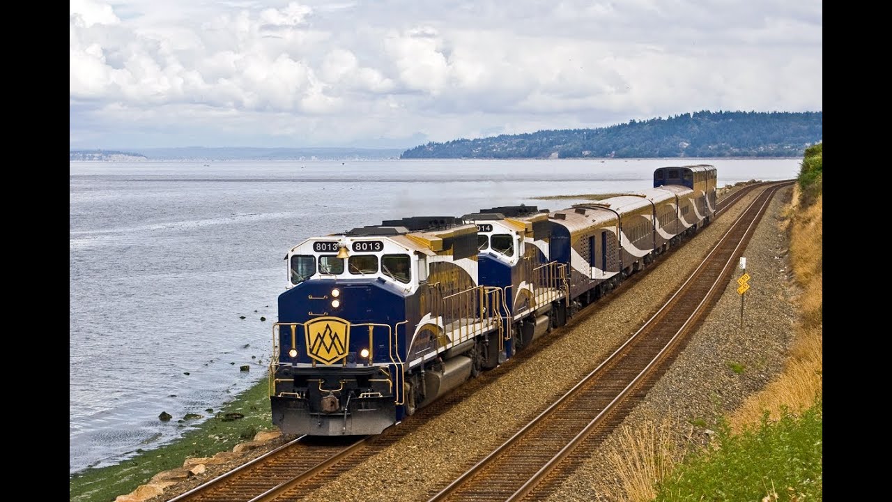 Rocky Mountaineer Excursion train, CP Crude Oil train at Edmonds, WA 08/24/2013