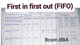 FIFO method 1st problem store ledger account Bcom bba