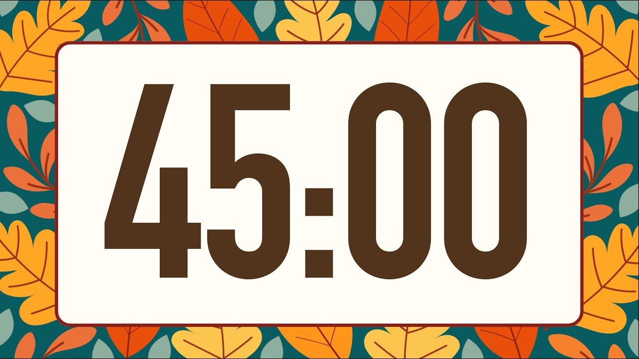 45 Minute Fun Fall Leaves Timer (Warm Harp Alarm at End, No Music)