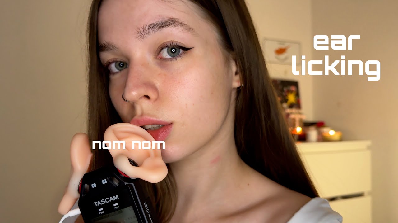 АСМР ⋆˙⭑.ᐟ ликинг ушек и звуки рта (неразборчивый шёпот)