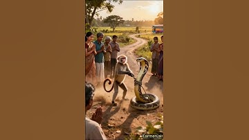 the monkey rescues all bus passengers from a big snake monkey 🐒😢#shorts #ai