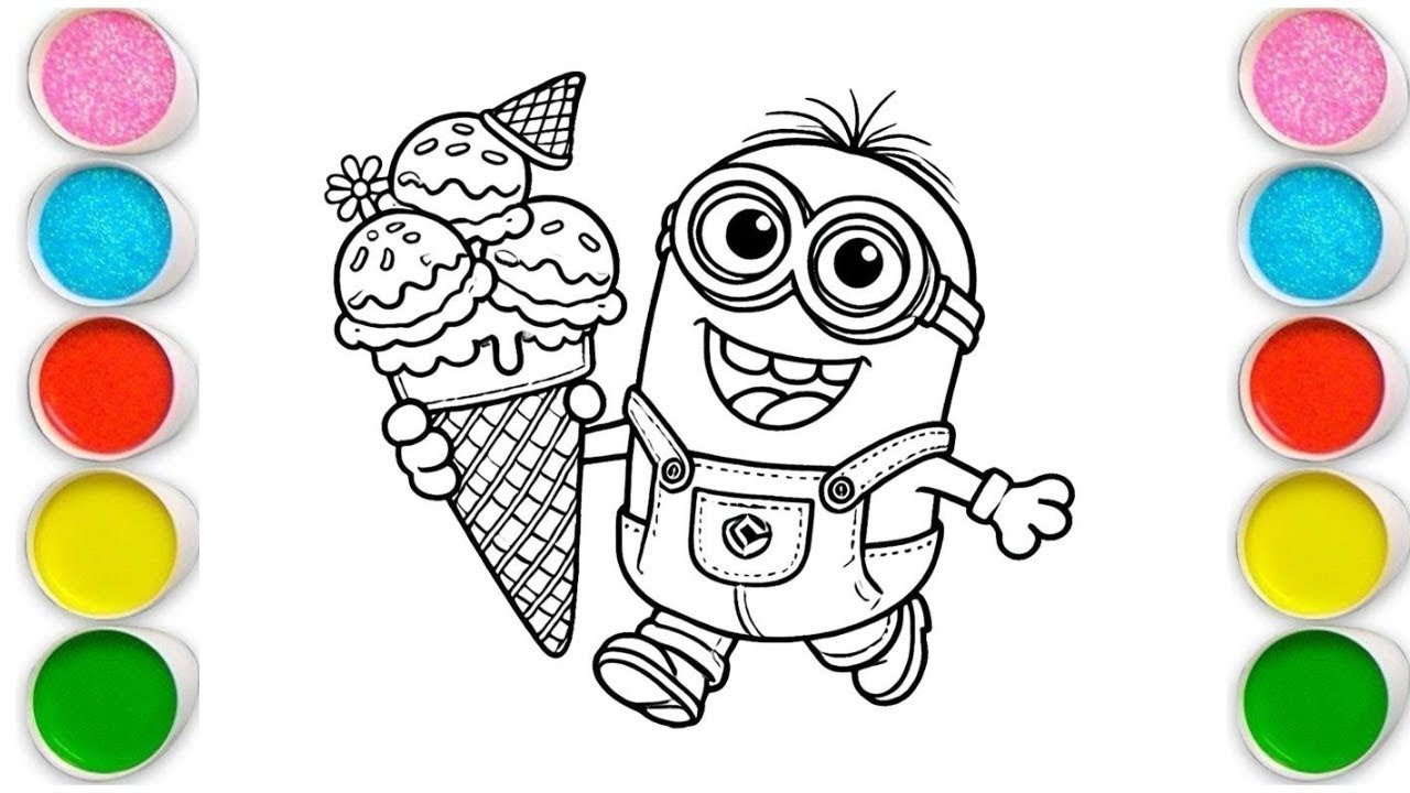 Cute Minion Drawing for kids, Painting & Coloring for kids, Toddlers | Let's Draw Together