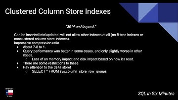 Clustered Column Store Indexes
