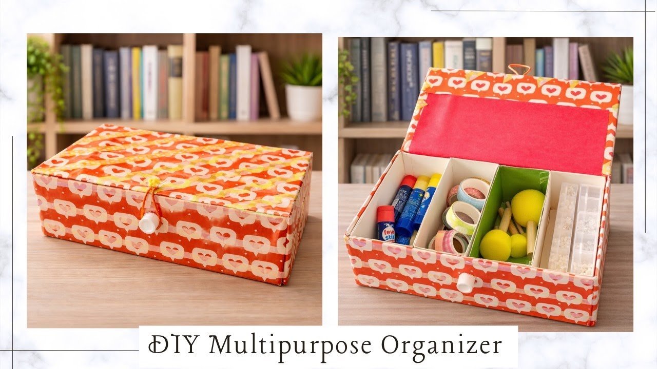 Handmade Craft Organizer Box | Cute Storage Box with Compartments | Home & Study Desk Organizer♻️