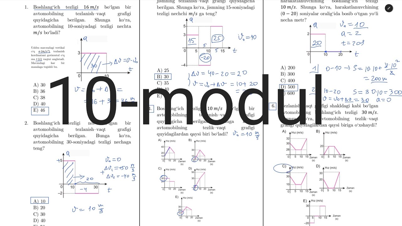 10 - modul yechimlari. Turkcha Ayt-fizika tarjima kitobi