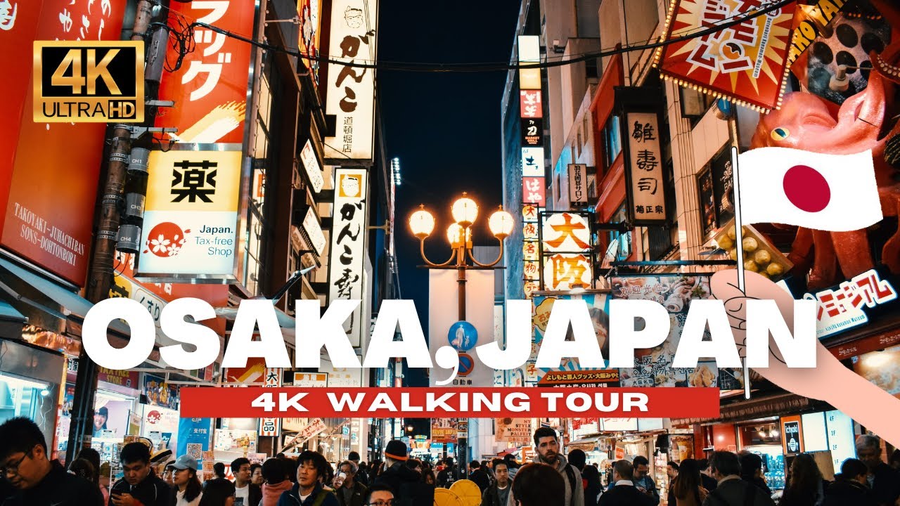 Osaka, Japón | Calle Dotonbori Food | Paseo Nocturno por la Ciudad 4K
