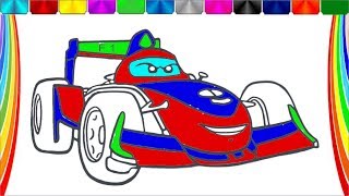 Race car coloring page for kids   coloring book screenshot 2