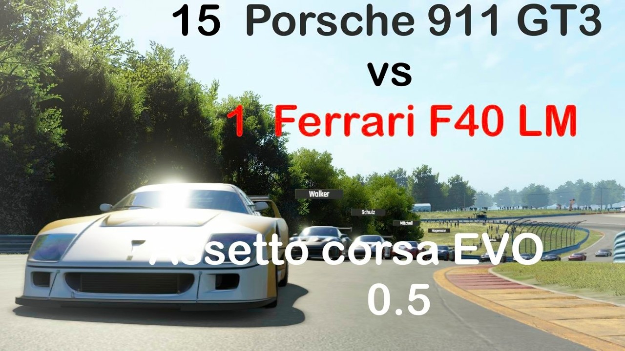 Ferrari F40 LM vs Porsche GT3 RS Assetto Corsa EVO 0.5  #simracing #assettocorsaevo #simulator