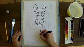 Springtime Bunny Art Lesson for Kids!