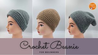 How to Crochet a Beanie for Beginners | Basic Beanie Pattern for Woman | Easy Slouchy Hat tutorial by Hopeful Turns 9,390 views 5 months ago 24 minutes