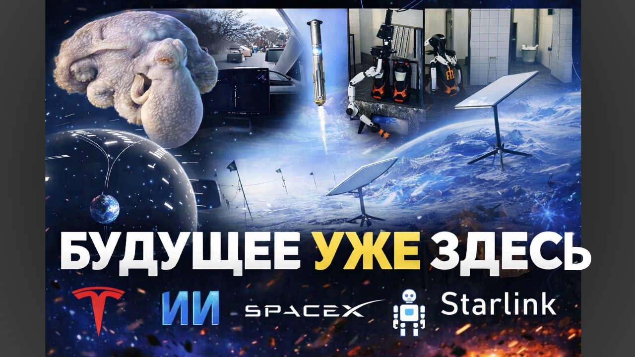 Спящий осьминог, Tesla с ИИ, Starlink в Антарктиде и роботы вместо людей | Будущее уже здесь