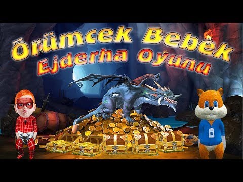 Örümcek Bebek ve Sincap Tablette Ejderha Oyunu Oynuyor Hungry Dragon Oyunu