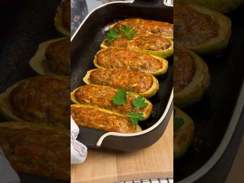 Когда надоели обычные фаршированные кабачки #рецепт #кабачкирецепты