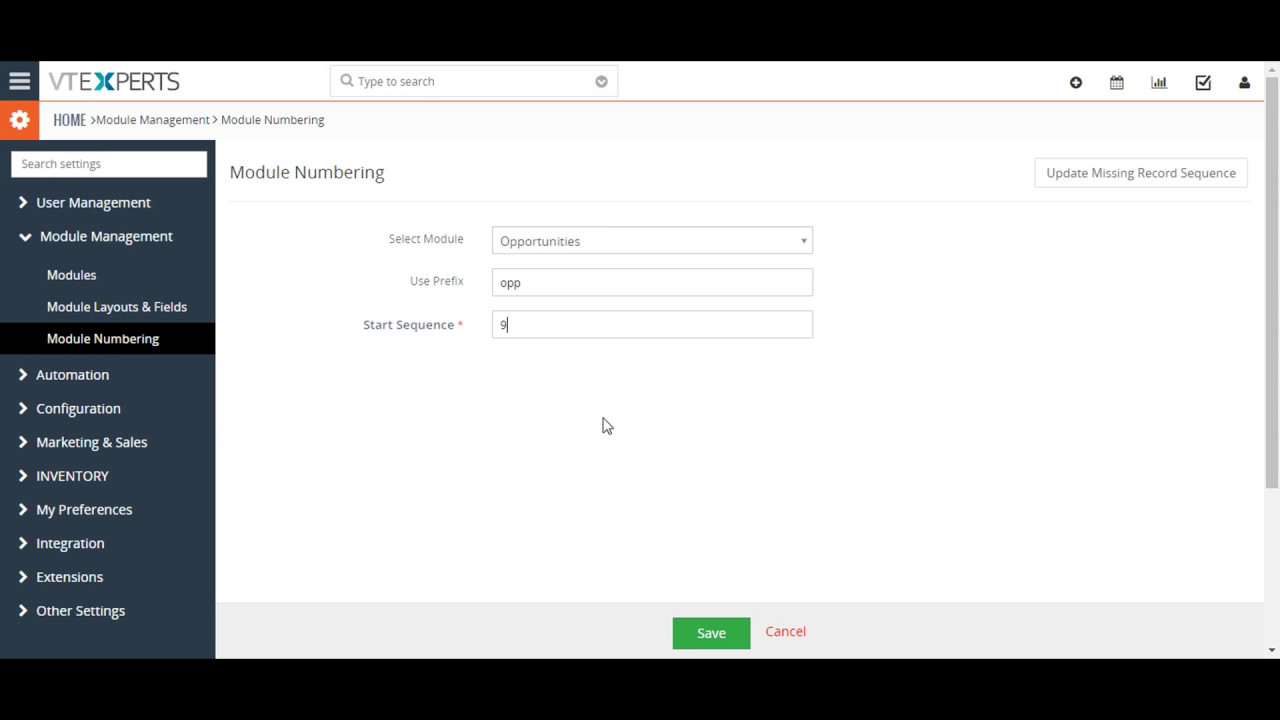 Vtiger 7 Custom Record Numbering - YouTube