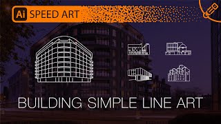 Building line art icon. Speed art with Adobe Illustrator.