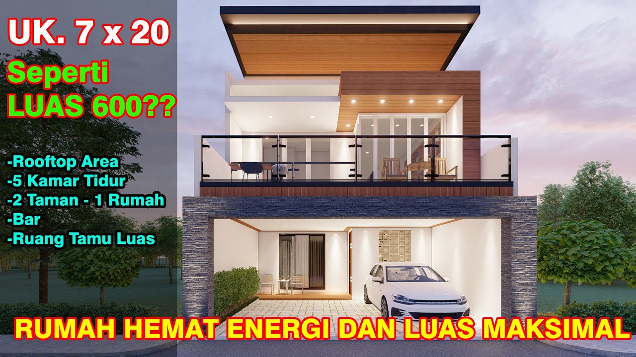 Desain Rumah Tropis Modern Lahan 7x20