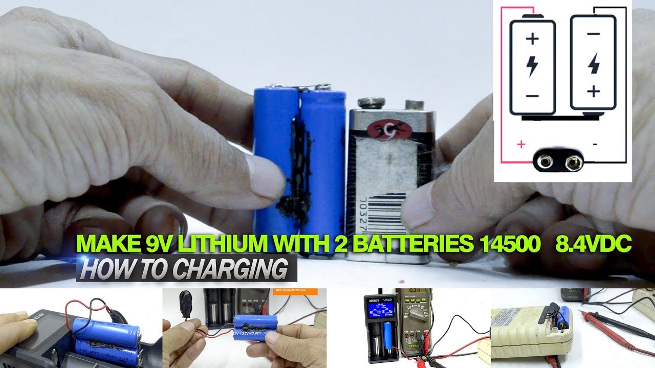 Make 2 lithium for 9V battery rechargeable for multimeter include how