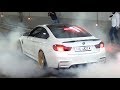 Tuned bmw m4  m3 f80 with straight pipes  burnouts loud revs  accelerations