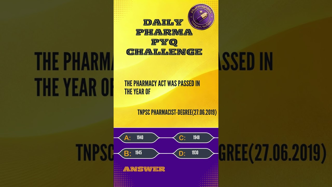 Can You Solve Pharmaceutical Jurisprudence PYQ MCQ 19 ? 30 seconds to answer watch till end answer