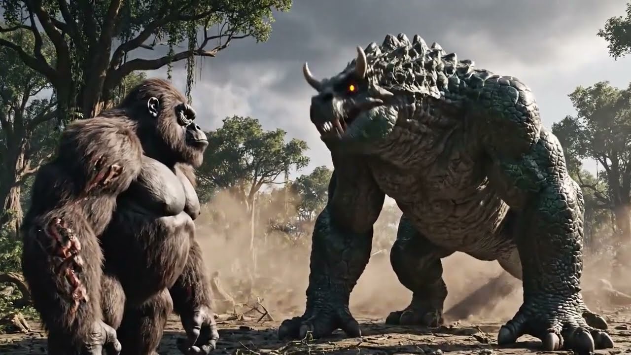King Kong defends the island | An epic monster battle on a forgotten island