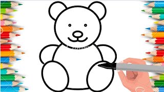 how to draw a very easy teddy bear ,kids learning video, kids educational video