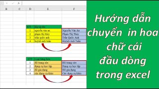 Hướng dẫn chuyển In Hoa chữ cái đầu dòng trong excel